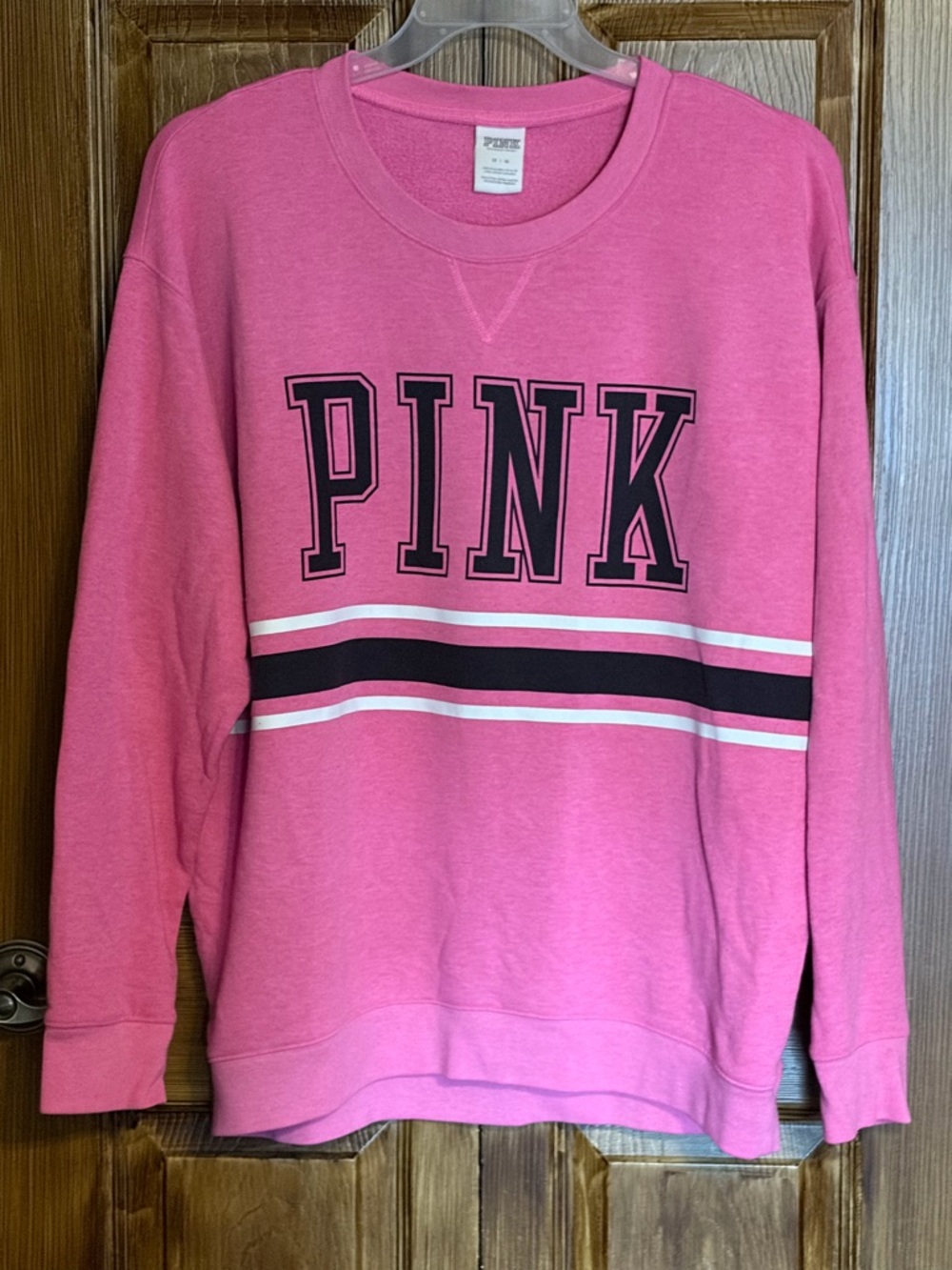PINK Victoria's Secret Oversized Crewneck Sweatshirt with Black & White Stripes